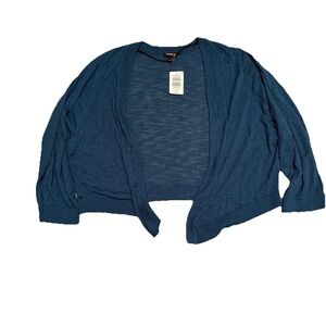 Torrid Slub Shrug Cropped Cardigan Size 3X Legion Blue 3/4 Sleeves